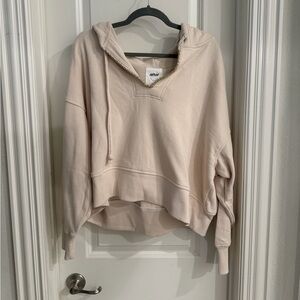 Beaded neck terry cropped sweatshirt